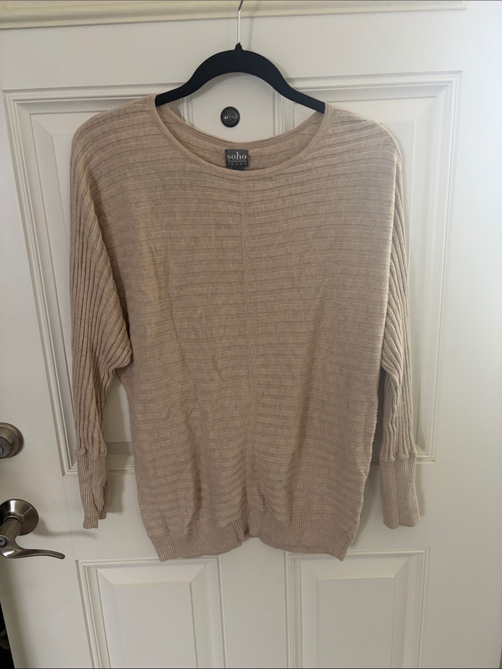 Soho Ribbed Crewneck Sweater in Beige
